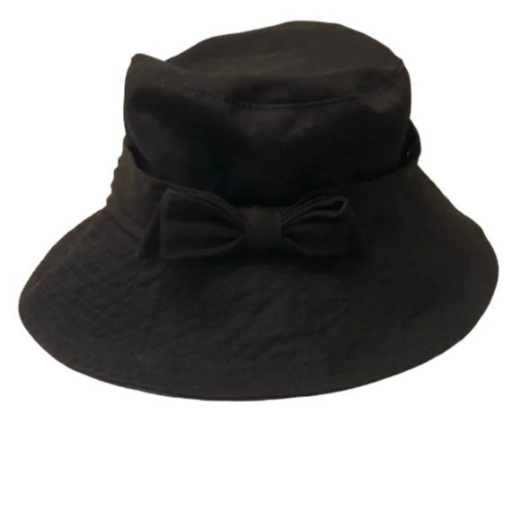 Coach Black Bucket Hat with Bow Authentic Size Small P/S EUC #7787